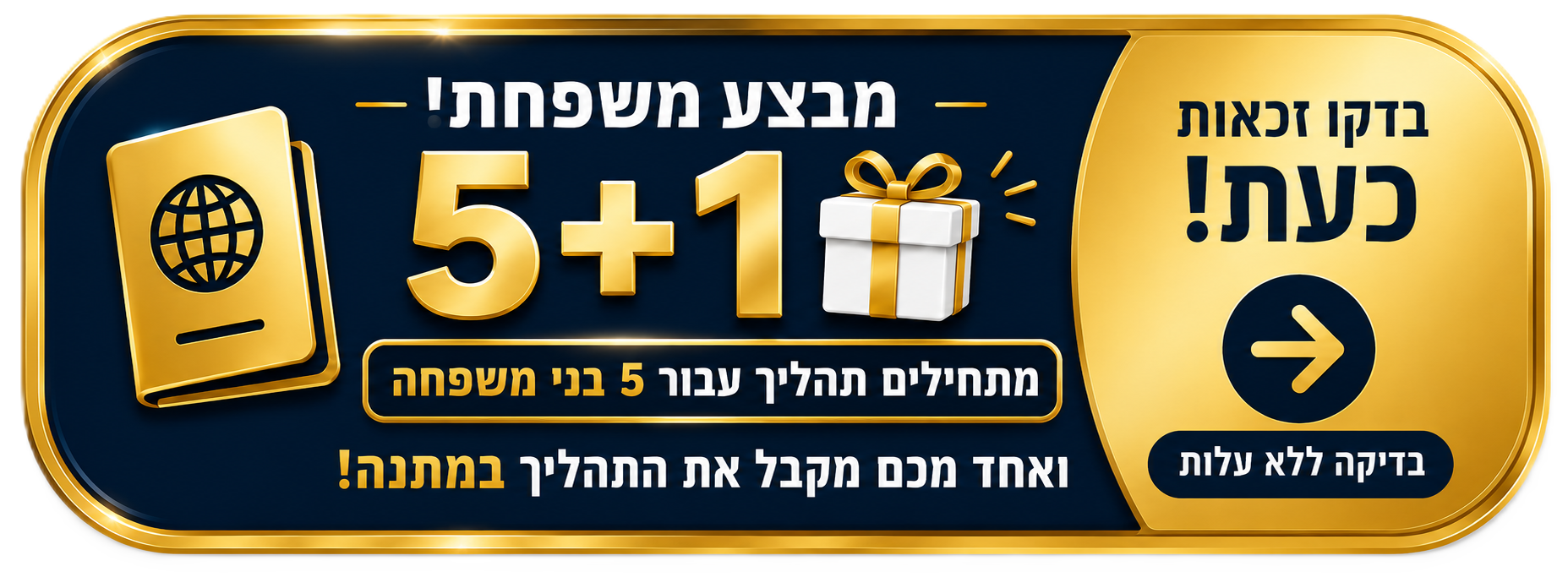 מבצע 5+1: מצרפים 5 בני משפחה ואחד מקבל את התהליך במתנה, בדקו זכאות כעת, בדיקה ללא עלות